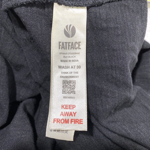 Fat Face Sheer Black Long Sleeve Peasant Blouse Casual Top Size 10 Eyelet Lace - Picture 10 of 11